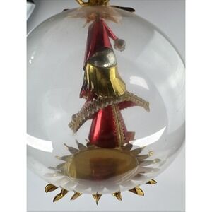 Resl Lenz German Glass Ornament Foil Santa Elf Diorama Clear Spinner Christmas